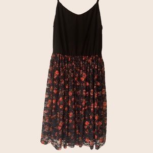 Black and floral mini dress